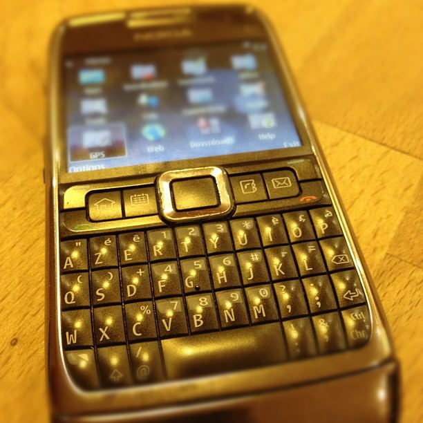 A Nokia E71 smartphone.